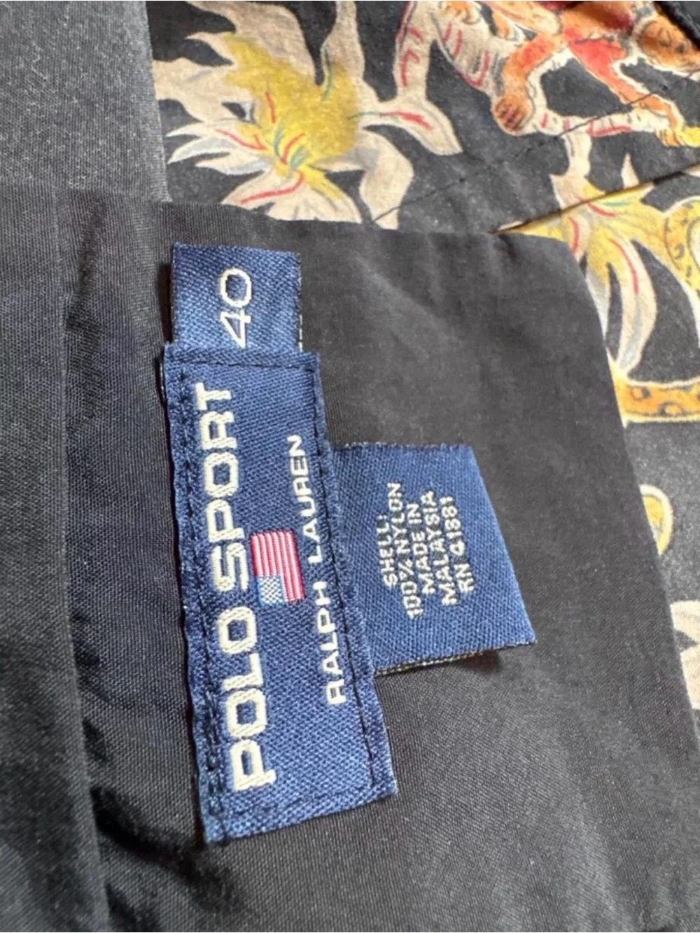 Vintage y2k Polo by Ralph Lauren Black Swim Shorts with Tropical Embroidery
